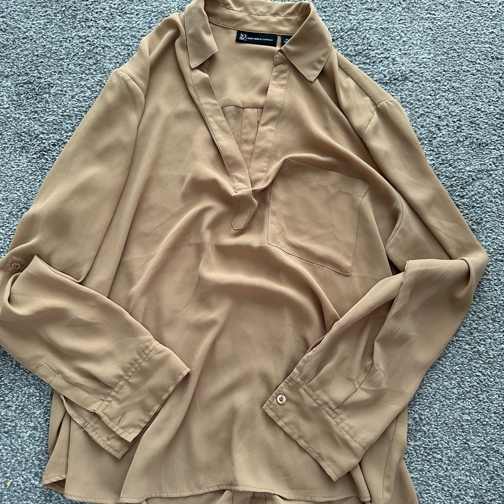 Beige Collared Blouse - image 1